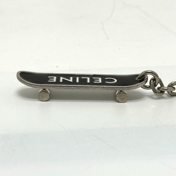 CELINE skateboard Bag Charm Key Holder Metal Black/Silver - Picture 3 of 8